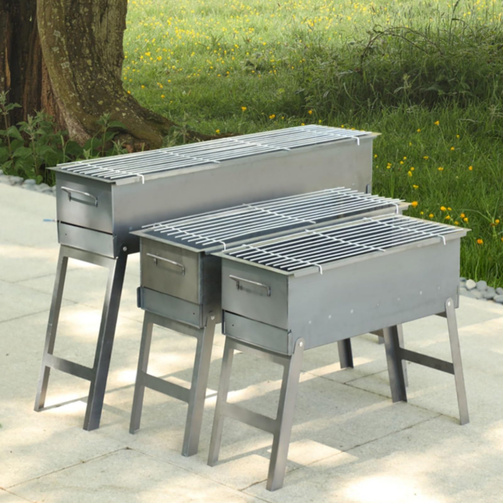 Barbecue a carbonella per esterni, pieghevole, portatile, per campeggio, giardini, picnic e feste in spiaggia, spazio di cottura, 80 x 21 x 51 cm