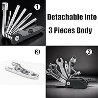 Vista 3 de USHAKE Kit de reparación multifunción portátil 20 en 1 para bicicleta con llaves hexagonales, palancas de neumáticos ligeras para ciclismo