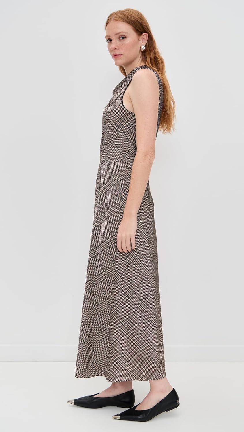 Vince Women's Pressed Plaid Cowl Neck Dress - Image 4