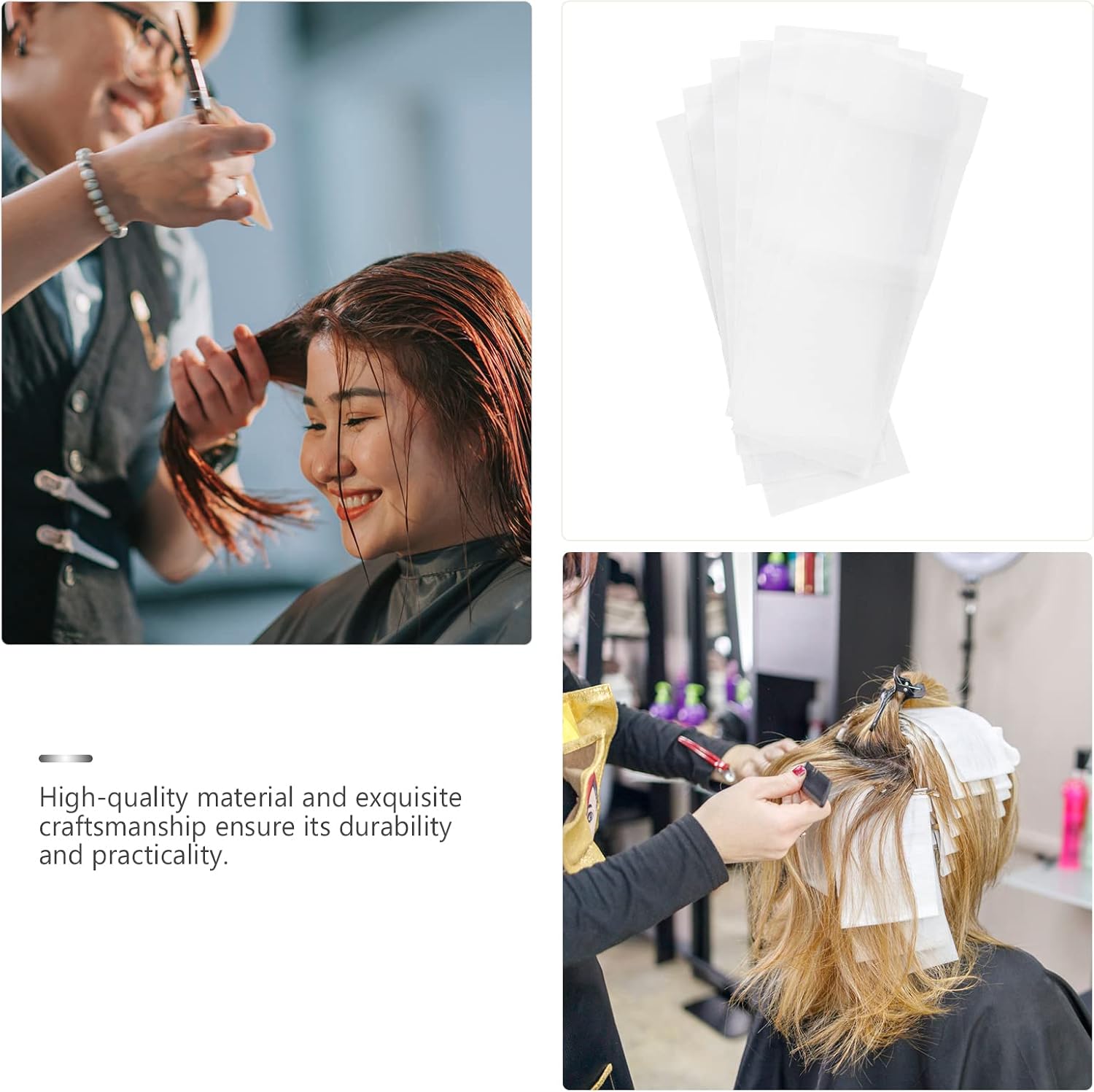 50 Sheets Hair Highlighting Strips Paper Hair Styling Tint Paper Dyeing Paper Hair Dye Tools, White - Image 3