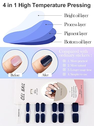 Miniatura 4 de Kalolary Tiras adhesivas de gel para uñas, color rosa degradado para uñas, esmalte de uñas de gel de larga duración con lima de uñas y palo