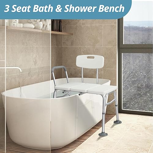 Miniatura 6 de Winado Banco de transferencia de bañera para bañera con respaldo y reposabrazos acolchado, soporta hasta 330 libras de asiento de silla de baño de