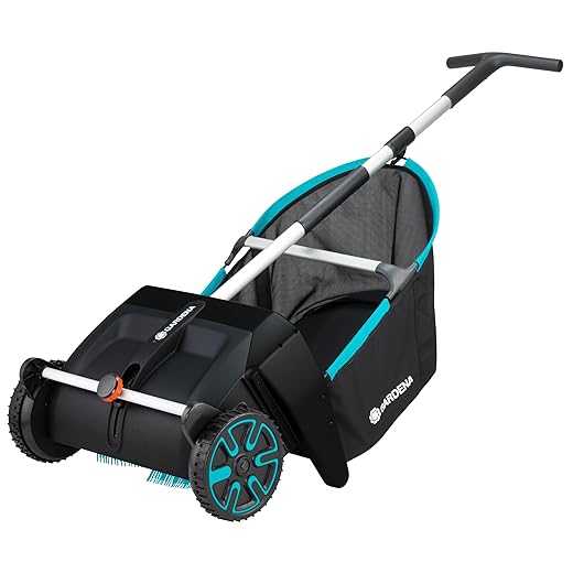 GARDENA (03565) Lawn and Leaf Collector, Durable and Easy to Manuever Push Lawn and Leaf Sweeper with Large Capacity 3.2 cu. ft. Mesh Collection Hopper Bag, 5 Year Warranty