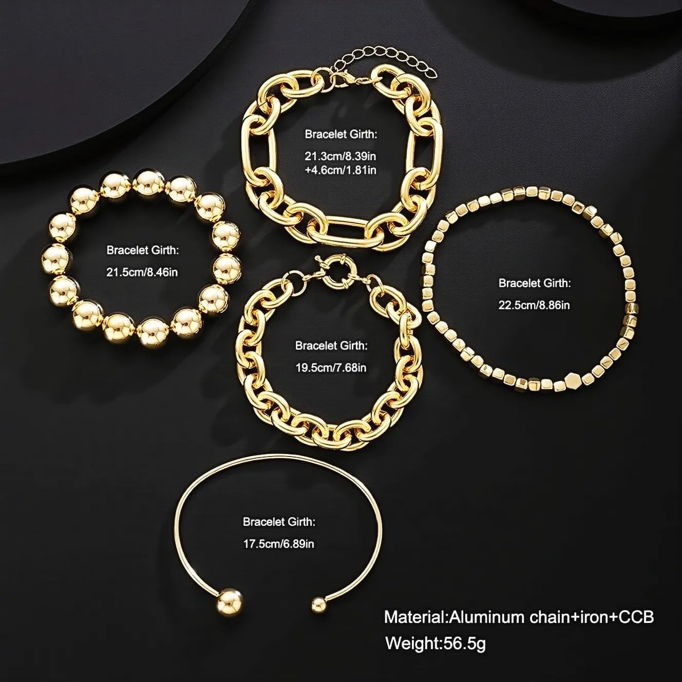 Chunky Gold Bangle Bracelets for Women Stackable Beaded Bangle Bracelet Set Cuban Link Chains Bracelet Dainty Gold Bangle Cuff Bracelets Fashion Jewelry Gifts for Women - Image 4