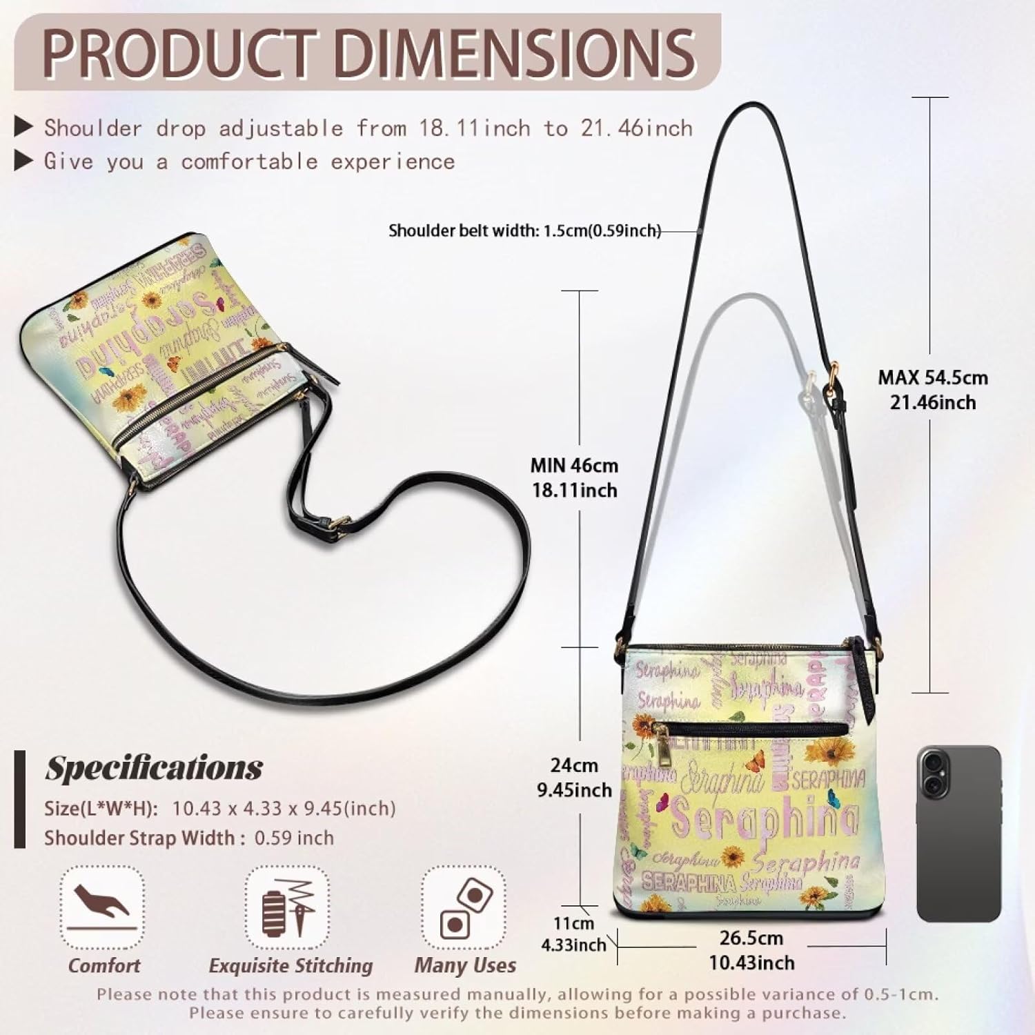 HUGS IDEA Personalized Crossbody Bag for Women Custom Hobo Bag with Name Crossbody Handbag for Lady Text Customized - Image 7