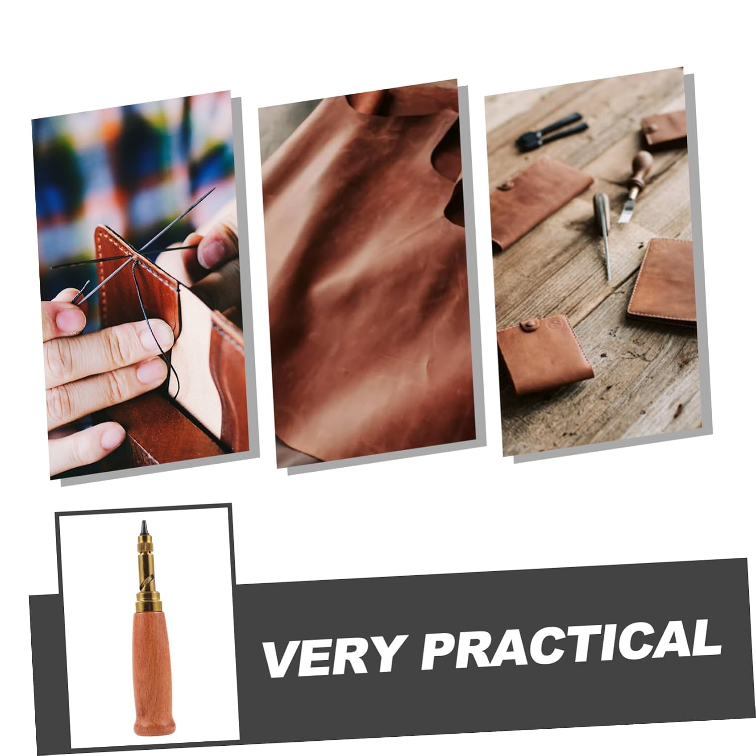 NUOBESTY 1 Set Leather Craft Tool Hollow Punch Kit for DIY Projects Multi Sized Punching Tools for Belts Watch Bands and More for Beginners and Professionals