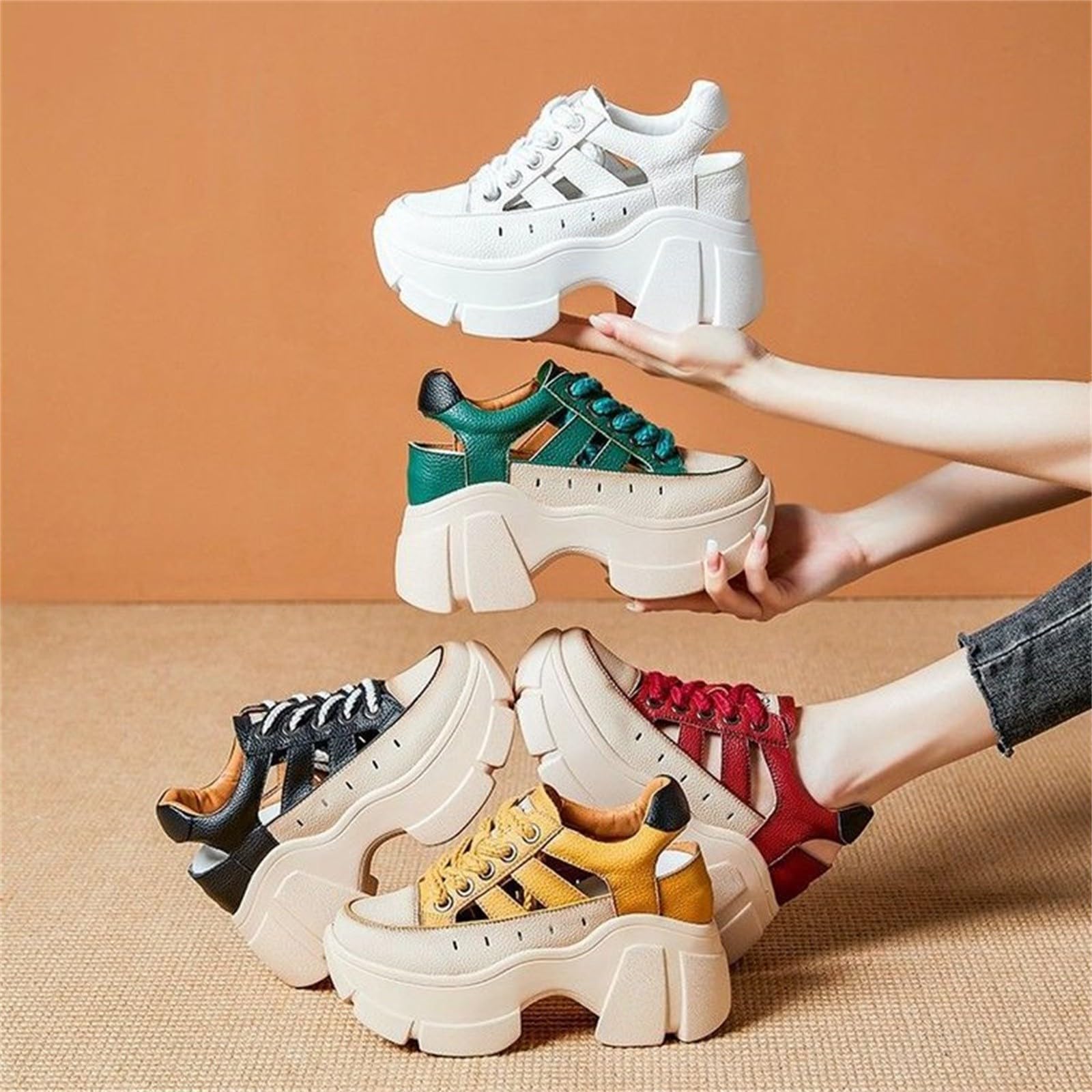 Espadrillas Zeppa Sandali con Fondo Spesso da Scarpe Camminata Donna Espadrilles Sneakers Marroni Sandaletti Estive Platform Ginnastica Fitness Zeppe Nere Sandalo Elastico Comoda