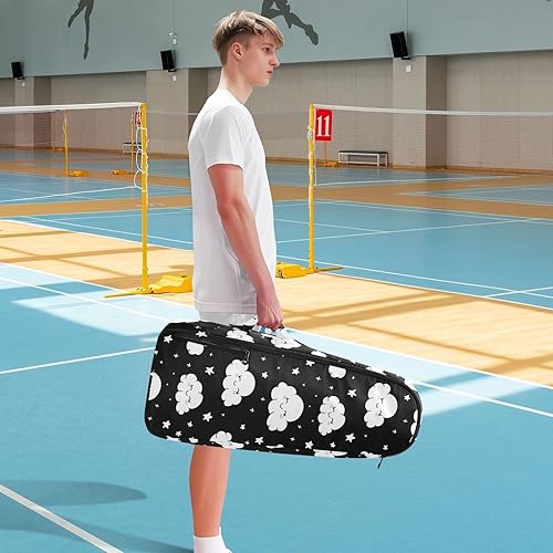 Miniatura 8 de Unisex Tennis Bag Waterproof Cartoon Happy White Cloud Black Sports Tennis Badminton Bag Case for Women Men raquetas Denis para principiantes