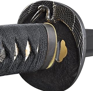 Handmade Sword - Samurai Katana Swords, Functional, Hand Forged, 1045 Carbon Steel, Heat Tempered, Full Tang, Sharp, Crane Tsuba, Red Wooden Scabbard Painted Japanese Crane