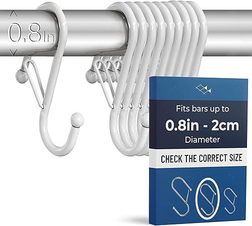 Miniatura 25 de Paquete de 10 ganchos de metal en forma de S para colgar, gancho resistente en forma de S con hebilla de seguridad, se adapta a barras de hasta 0.6