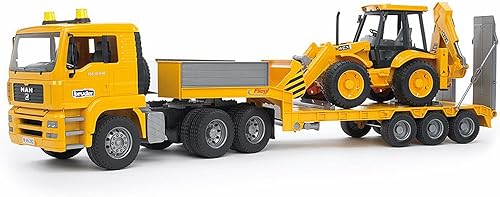 Bruder Toys Man TGA - Camión de carga baja con retroexcavadora JCB