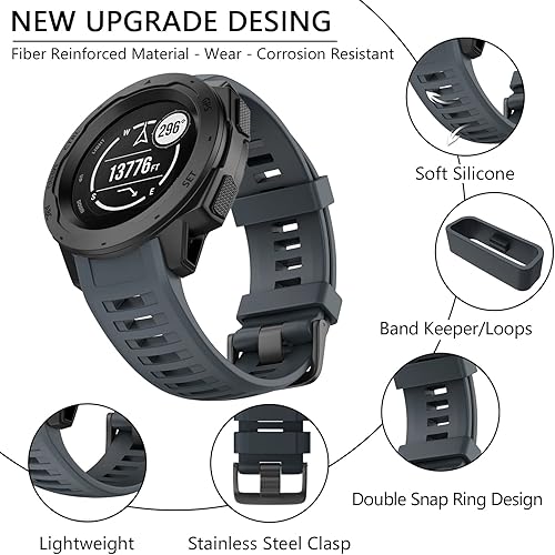 Miniatura 3 de OVERSTEP Correa de repuesto para Garmin Instinct, de silicona suave, compatible con Garmin Instinct 2, Solar, Tactical, Crossover, color gris