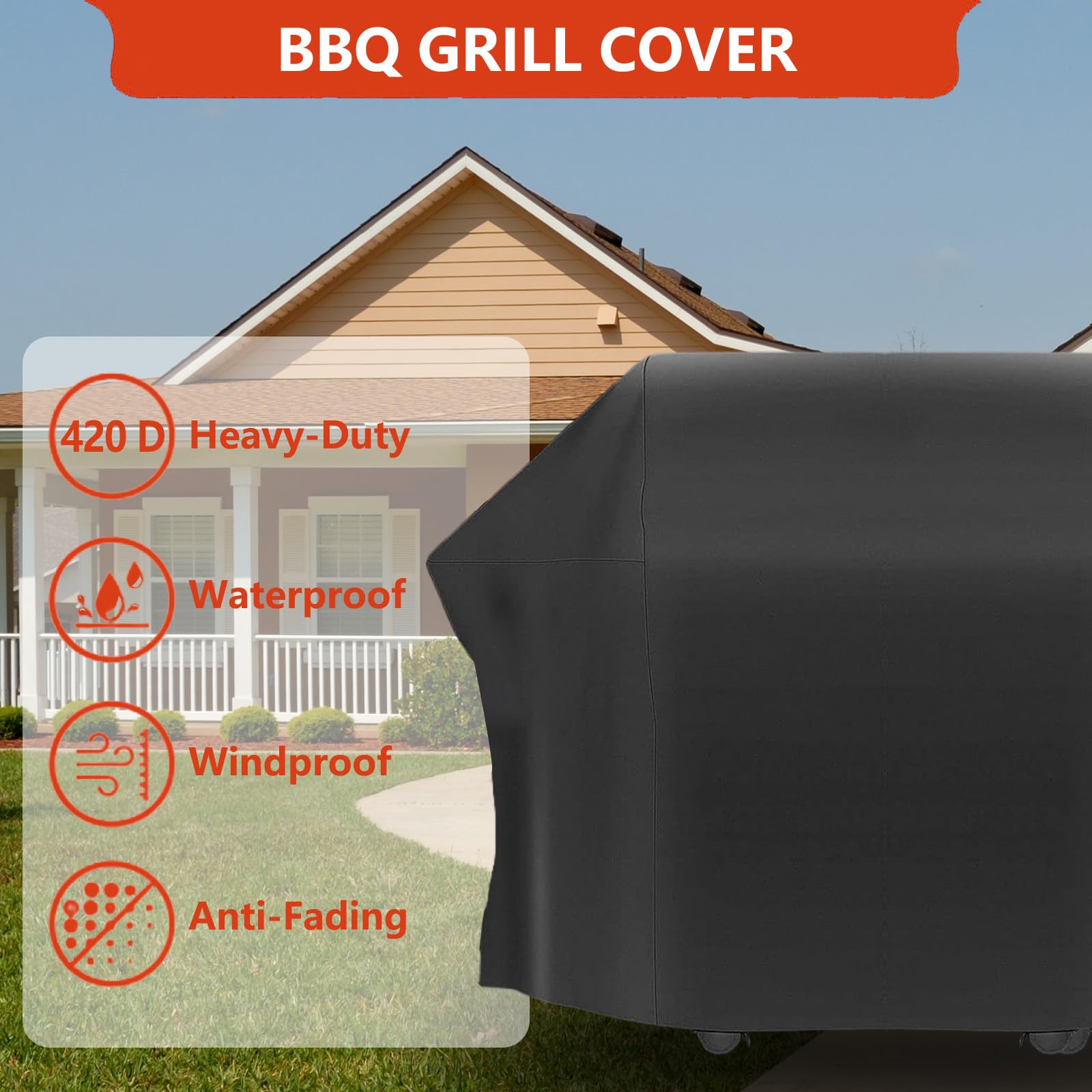Copertura Barbecue da Esterno, Copri BBQ Impermeabile 210d Oxford, Telo Copri Barbecue Protezione UV per Weber, Brinkmann e la Maggior Marca del BBQ,170x61x117cm