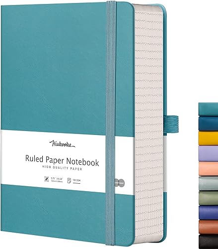 HIUKOOKA Cuaderno con rayas universitarias, 320 páginas A5, diario grande de tapa dura, papel grueso, diario de cuero para escribir, oficina,