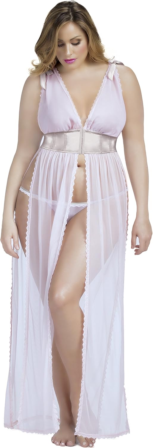 Oh la la Cheri Women's Plus-Size Gown with Cowl Back, Open Sides and G-String