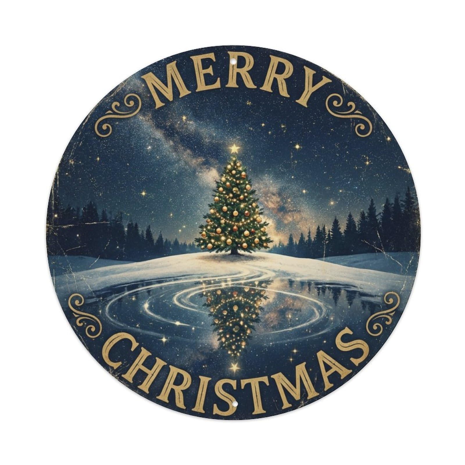 Merry Christmas Tree Starlit Skywalk Metal Tin Sign