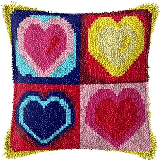 DL-YTG DIY Latch Hook Kits for Art Craft Throw Pillow Pattern Paint Cross Stitch Set :Love A-16X16 Inch