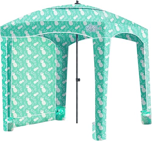 Qipi Cabaña de playa, toldo fácil de instalar, impermeable, portátil de 6 x 6 pies, pared lateral incluida, sombra con protección UV UPF 50+,
