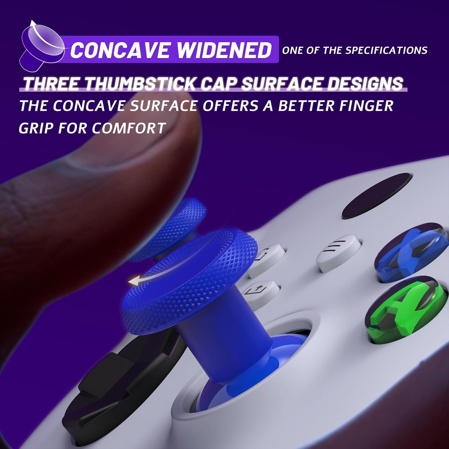 eXtremeRate ThumbsGear V3 Interchangeable Thumbsticks for Xbox Core Controller, 4 Height Adjustable Convex and Concave Grip Joysticks for Xbox One S/X/Elite, for Nintendo Switch Pro Controller - Blue - Image 6