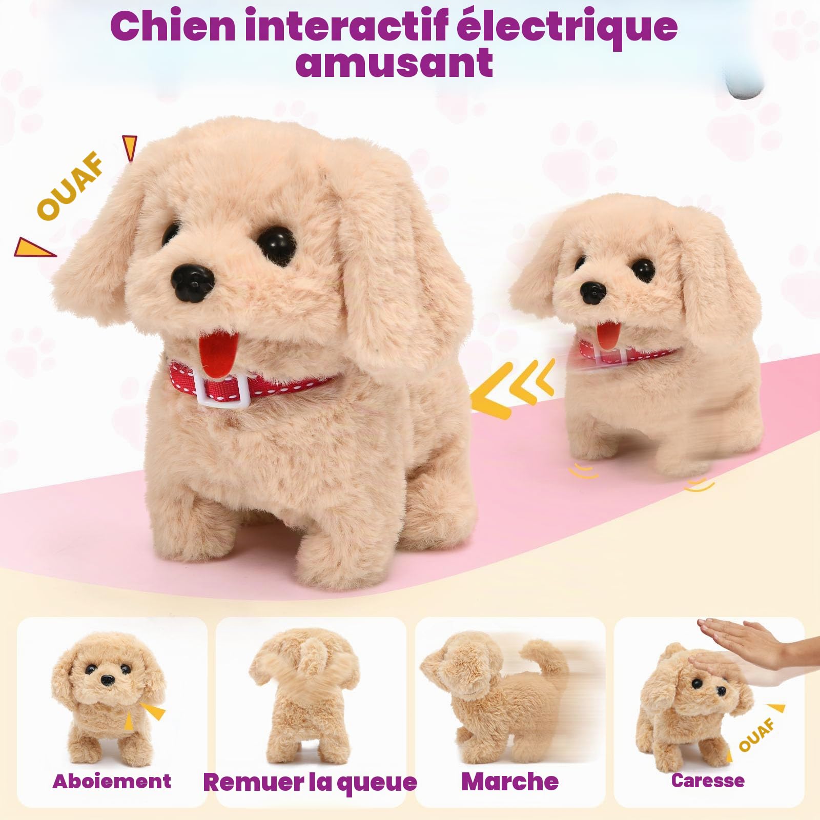 G.C Chien Jouet Enfant Électrique Chien Interactif avec Kit Docteur Déguisement Vétérinaire et Cage, Peluche Chien Qui Marche Aboie et Toilettage Jeu de Rôle Cadeau pour Fille Garçon 3 4 5 6 7 8 Ans