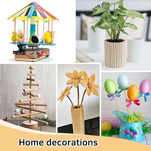 Miniatura 5 de ONUPGO 50 varillas de clavija  14 x 18 pulgadas sin terminar de madera redondas para manualidades, pasteles y palitos de algodón de azúcar