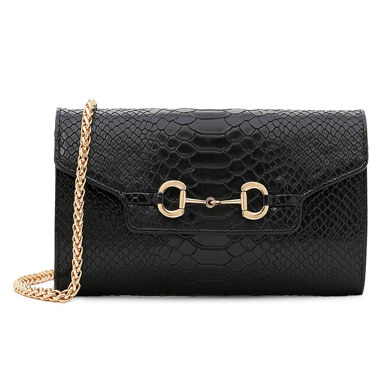Rova Croc-Textured Clutch With Shoulder Chain | Clutch Handbag For Women-image-8