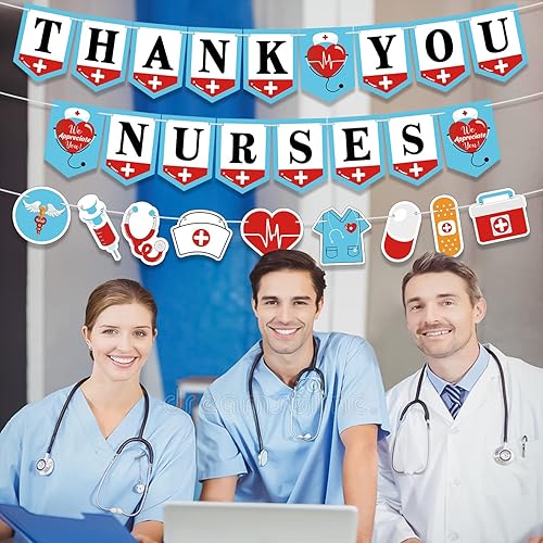Miniatura 6 de 3 pancartas de agradecimiento para enfermeras, enfermeras, semanas, banderines, médico, enfermería, fiesta, decoración de fiesta, pancartas