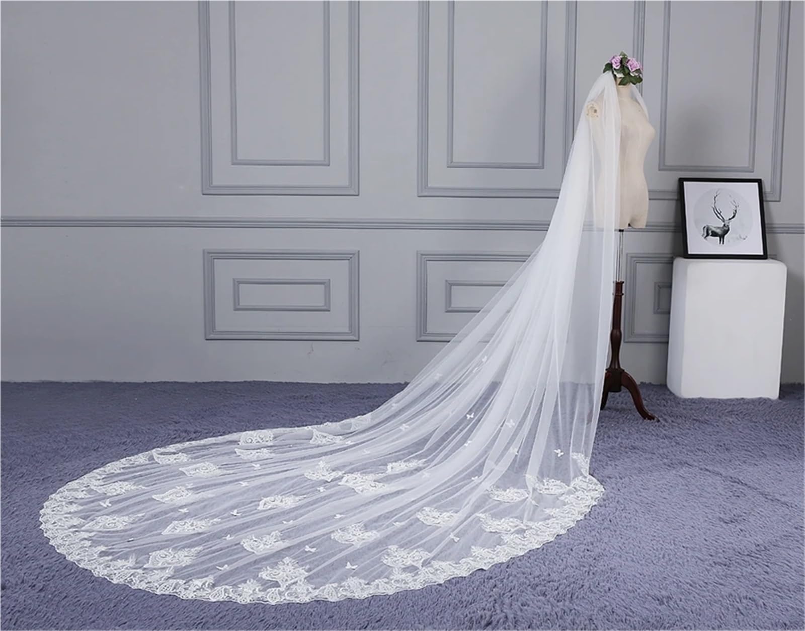 Generisch 3 Meter Kathedrale Brautschleier Brautschleier for Frauen Hochzeitszubehör Vestido de Noiva Brautschleier Noiva