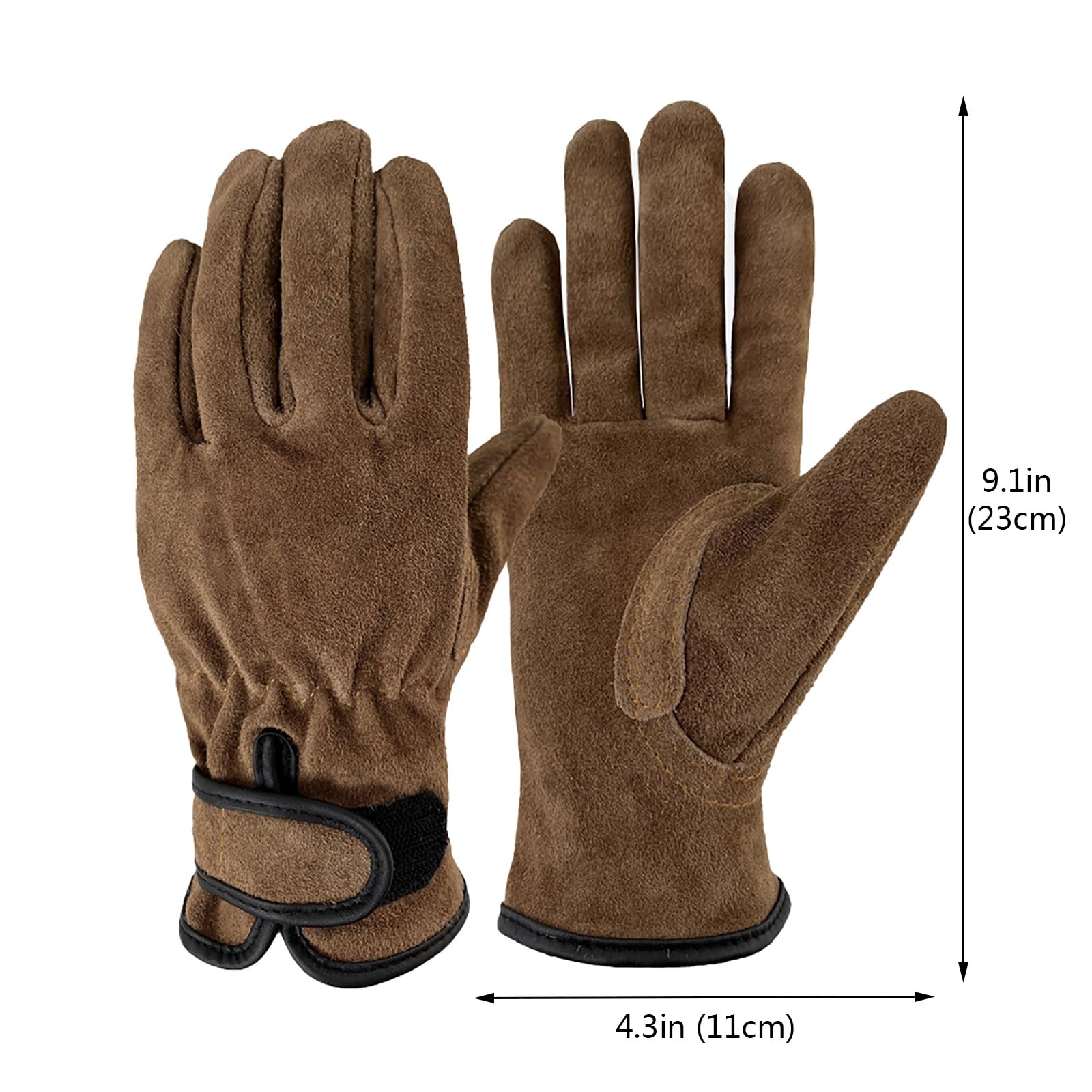 Guanto Da Lavoro con Fodera in Cotone Morbido, Guanti Da Saldatura Resistenti All'abrasione, Guanti Da Cucina in Pelle Bovina ad Isolamento Termico, Guanti Da Barbecue, Guanti Da Forno(L)
