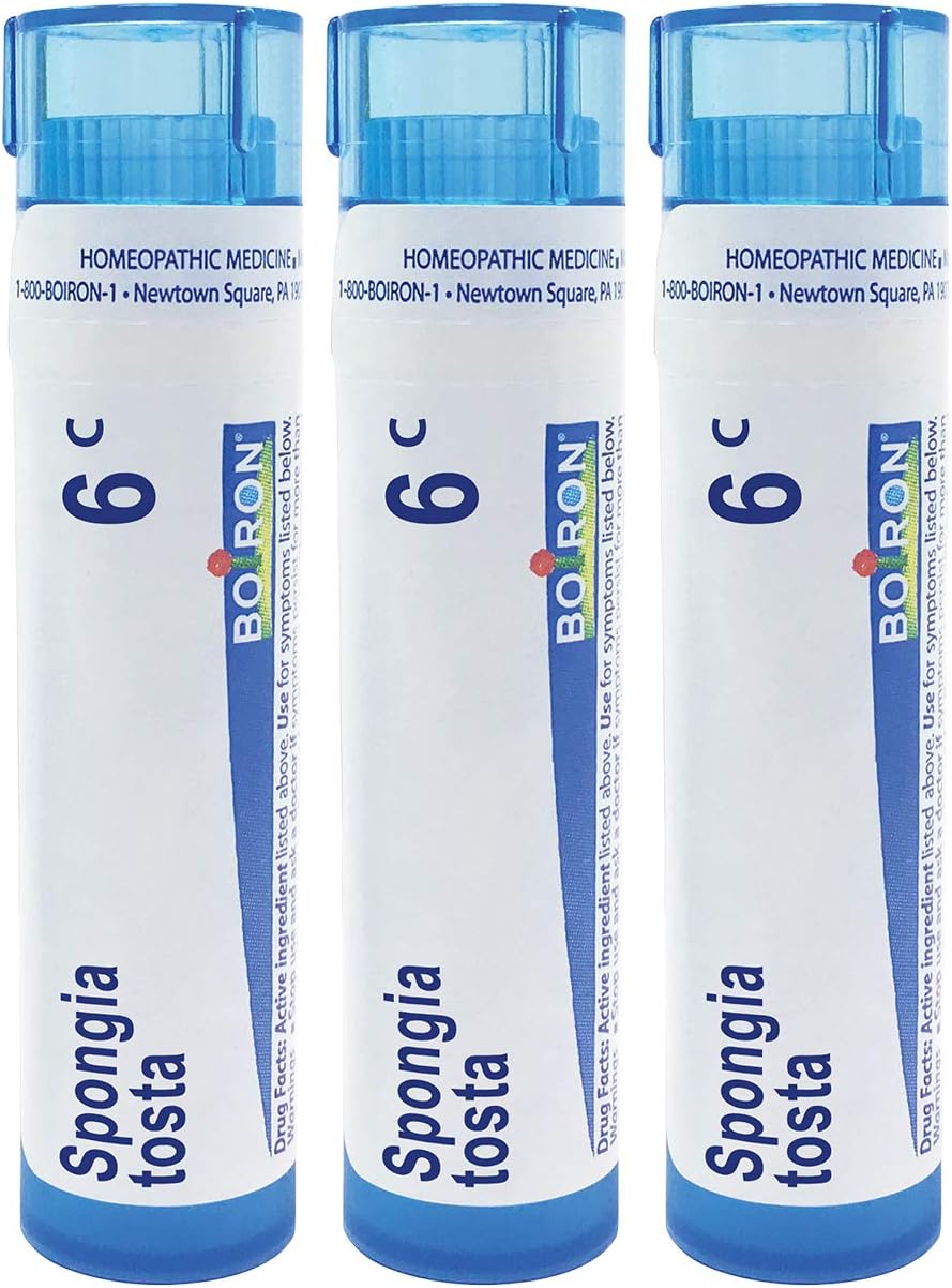 Boiron Spongia Tosta 6C Homeopathic Medicine for Dry, Barking Cough - Pack of 3 (240 Pellets)