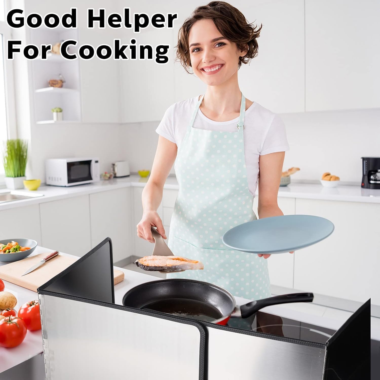 Splatter Screen Stainless Steel Sided Splatter Guards for Frying Grease Oil Splash Guard Anti Splatter Foldable Kitchen Backsplash Protector for Stove Top, Wall