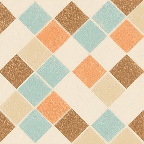 10 azulejos de vinilo autoadhesivos extraíbles con patrón de diamante retro de 12 x 12 pulgadas para cocina, lavandería, entrada, decoración del