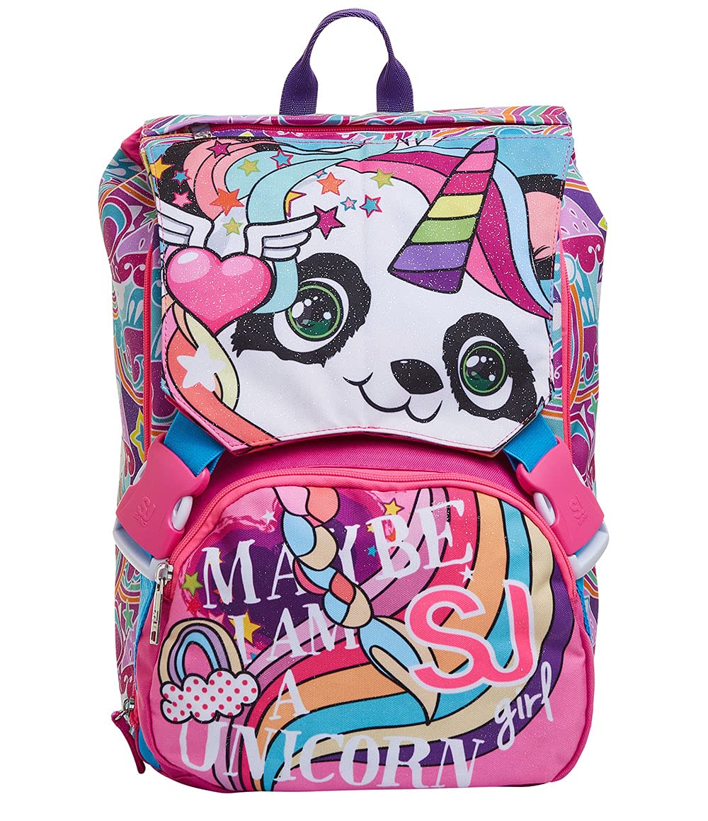 SJ GANG STYLE JAM GANG Zaino Scuola Estensibile, Rosa Fucsia, Cuccioli da SJ, Zaino Doppio Scomparto con Pattine Sfogliabili, Scuola Elementare, Bambina