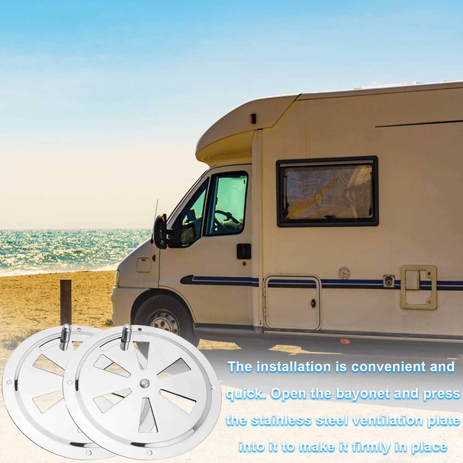 2 Griglie Di Ventilazione In Acciaio Inox 125mm - Regolabili, Per Affumicatore, Barca, Camper, Casa