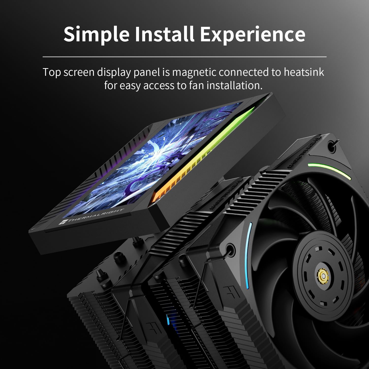 Thermalright Peerless Assassin 120 Vision MAX ARGB Black CPU Cooler, PC Heatsink Cooler 6 Heat Pipes, 5’’ Magnetic Display Screen with 480x854 Resolution,for AM4/AM5 and Intel LGA1700/1851 — view 7