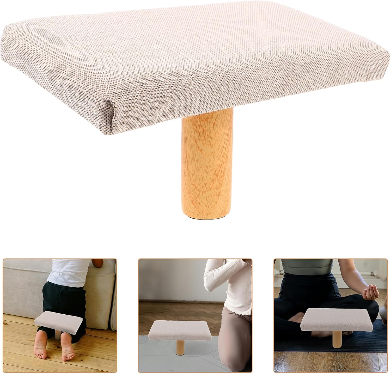 Stool with Cushion Portable Wooden Balance Chair Seiza Bench for Adults Over 150cm Height Prayer and Seating