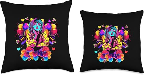 Miniatura 3 de Streetwear synthwave 80s 90s retro anime Emo clown fashion Throw Pillow