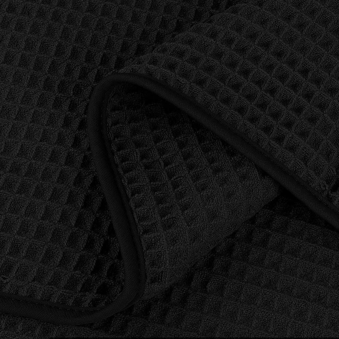 HOMEXCEL Waffle Bath Towels Set 4 Pack, Premium Microfiber Bathroom Towels, Lightweight, Highly Absorbent and Quick Dry Towel for Bathroom, Gym, Shower, Hotel, and Spa, 27 x 54 Inch, Black - Image 2