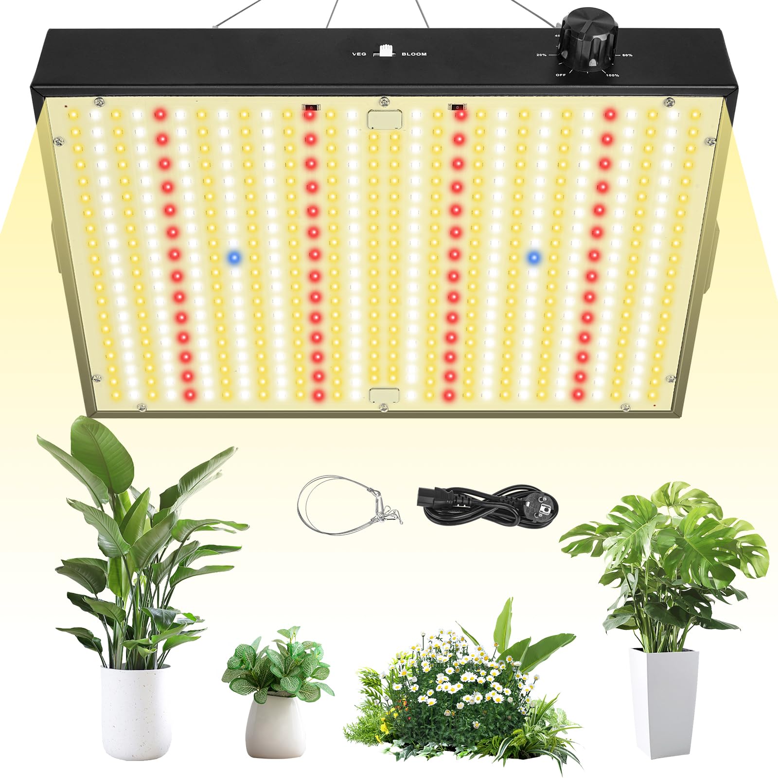 FIFlying LED Pflanzenlampe, 200W UV IR Vollspektrum Grow Lampe mit Dimmfunktion, LED Pflanzenlicht mit Daisy-Chain-Funktion, Grow Licht für Zimmerpflanzen, Gemüse, Blumen, Samen, Keimung, Blüte
