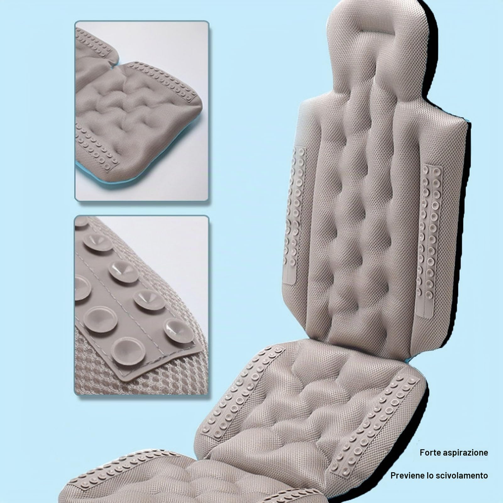 Cuscino da Bagno per Tutto il Corpo per Vasca da Bagno, Cuscino per Vasca Spesso con Forti Ventose, Cuscino per Vasca di Lusso per Vasca da Bagno, per Poggiatesta, Collo e (BLACK)