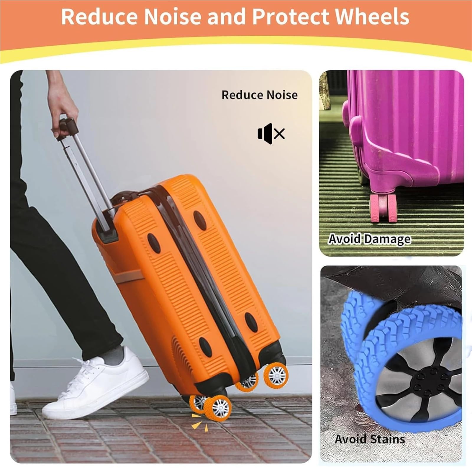 Fundas para Ruedas de Equipaje Protector de Ruedas Silicona con Textura Gruesa for Equipaje, Accesorios Cubierta Viaje for Reducir el Ruido, 4-60 Uds para Ruedas Equipaje Viaje(Black B,48pcs)