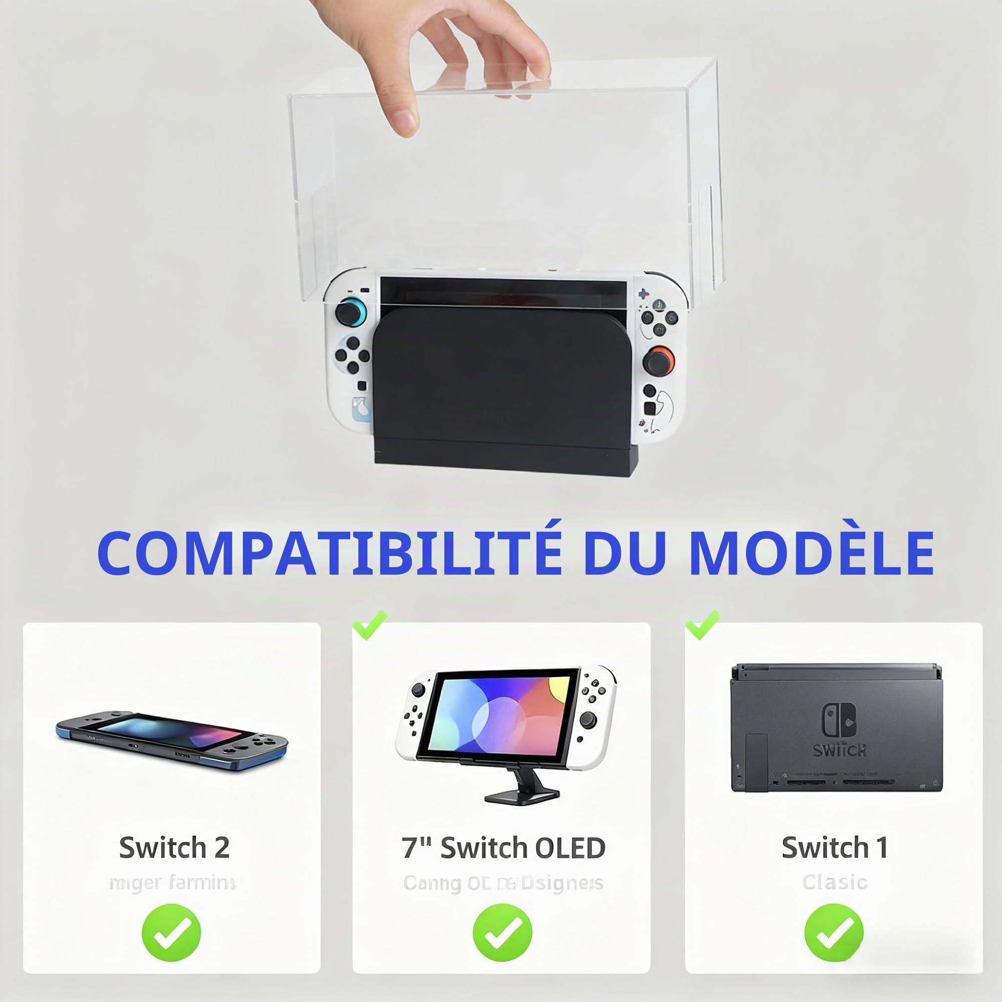 Housse Anti-poussière Transparente pour Nintendo Switch 2, pour Switch et pour Switch OLED – Anti-Rayures, étanche, étui de Protection Transparent et boîte d’Affichage
