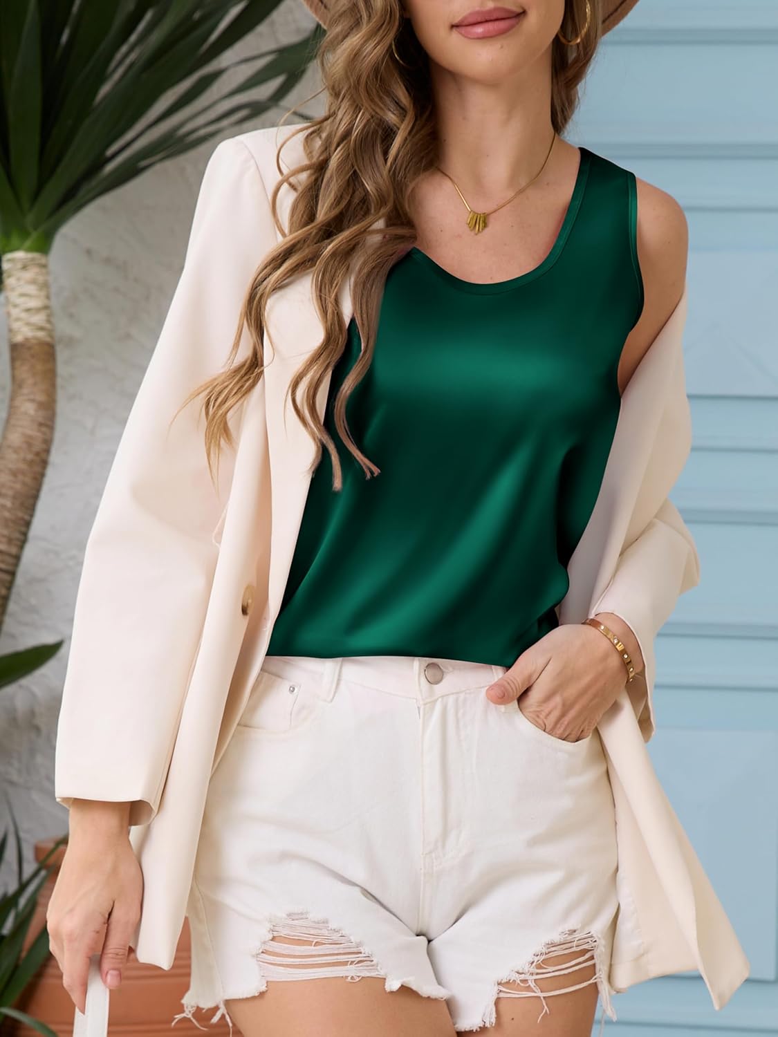 Mawor Silk Satin Tank Top for Women Summer Camisole 2025 Sleeveless Blouse Dressy Casual Shirt Outfits - Image 3