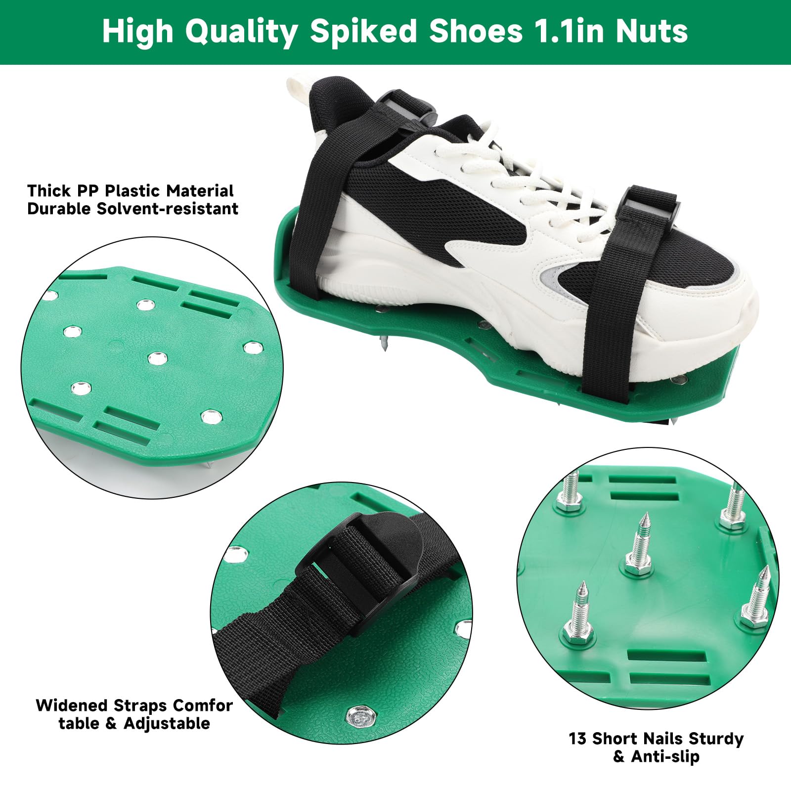 BigKing Kit d'outils pour ciment auto-nivelant, rouleau à bulles en poils en polyester de 9 in, tige télescopique de 77 in, chaussures clouées, pour composés auto-nivelants et revêtements époxy