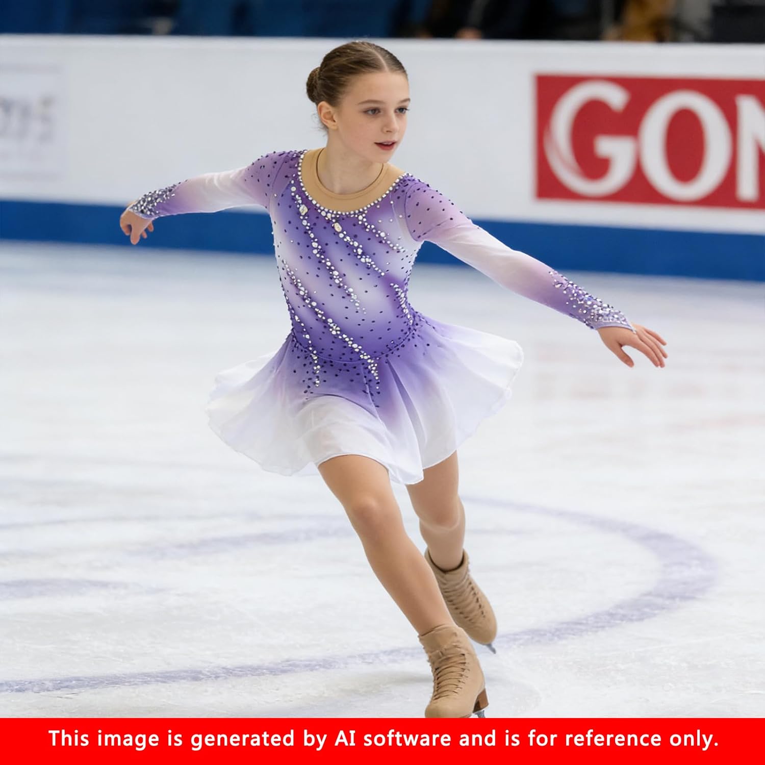 LIUHUO Figure Skating Dress Girl's Long Sleeves Handmade Customized Competition Performation