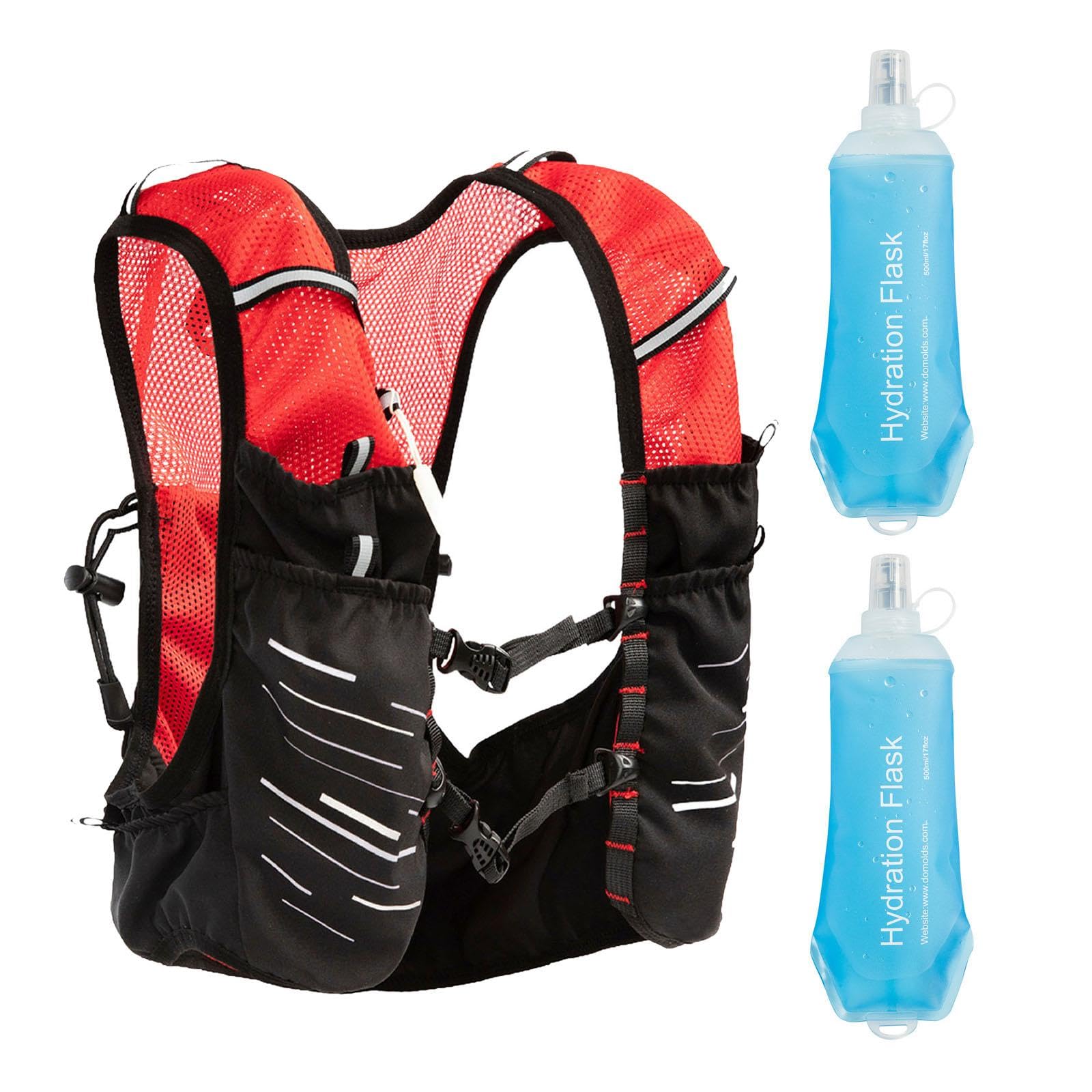 3 Pièces Gilet Running Équipement Hydratation Sac Jogging Randonnée Veste Polyester Léger Bretelles Réglables Compartiment Fonctionnel Convient