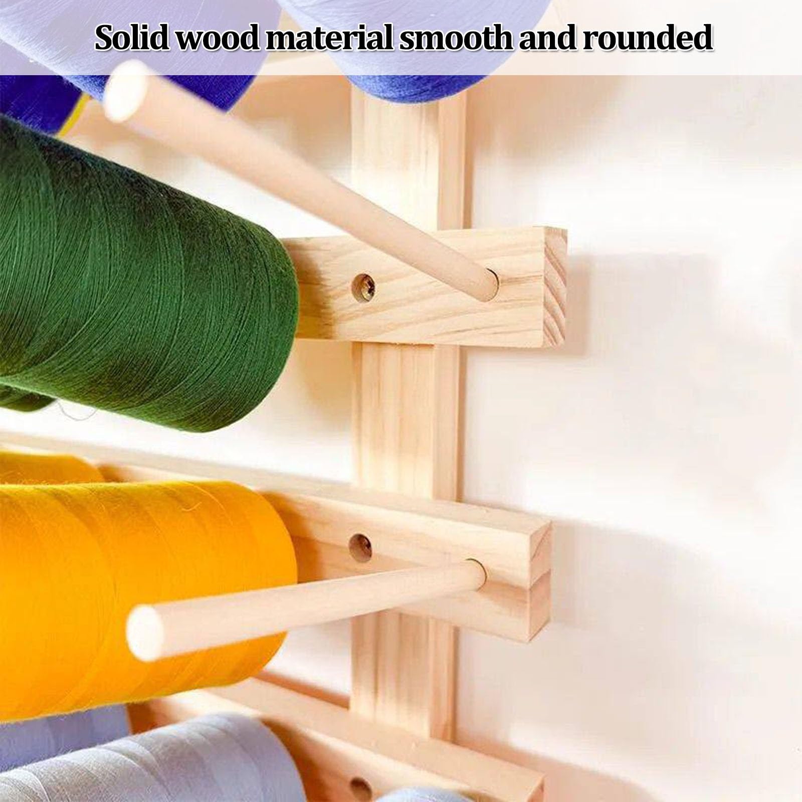 Wandmontierter Garnhalter aus Holz – Organizer für Nähgarne | Ordentliche Aufbewahrung und schneller Zugriff auf Näh-, Flecht- und Spezialgarne(50*50cm)