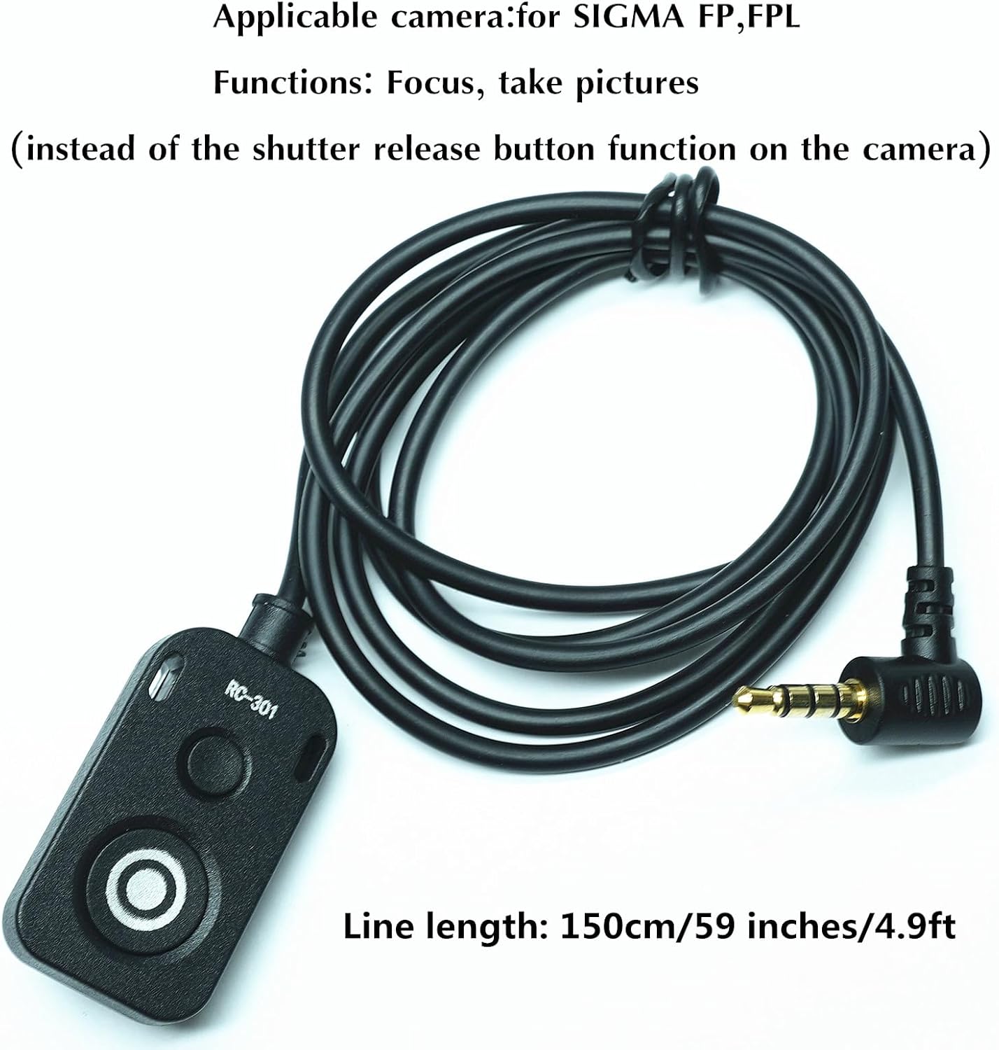 for Sigma FP/FPL Camera Cable Release Cable Shutter Cable Remote Control Small Button to Connect The Cable Camera Device Accessories RC301-CR41 Video Recording Accessories(RC301-CR41 4.9ft)