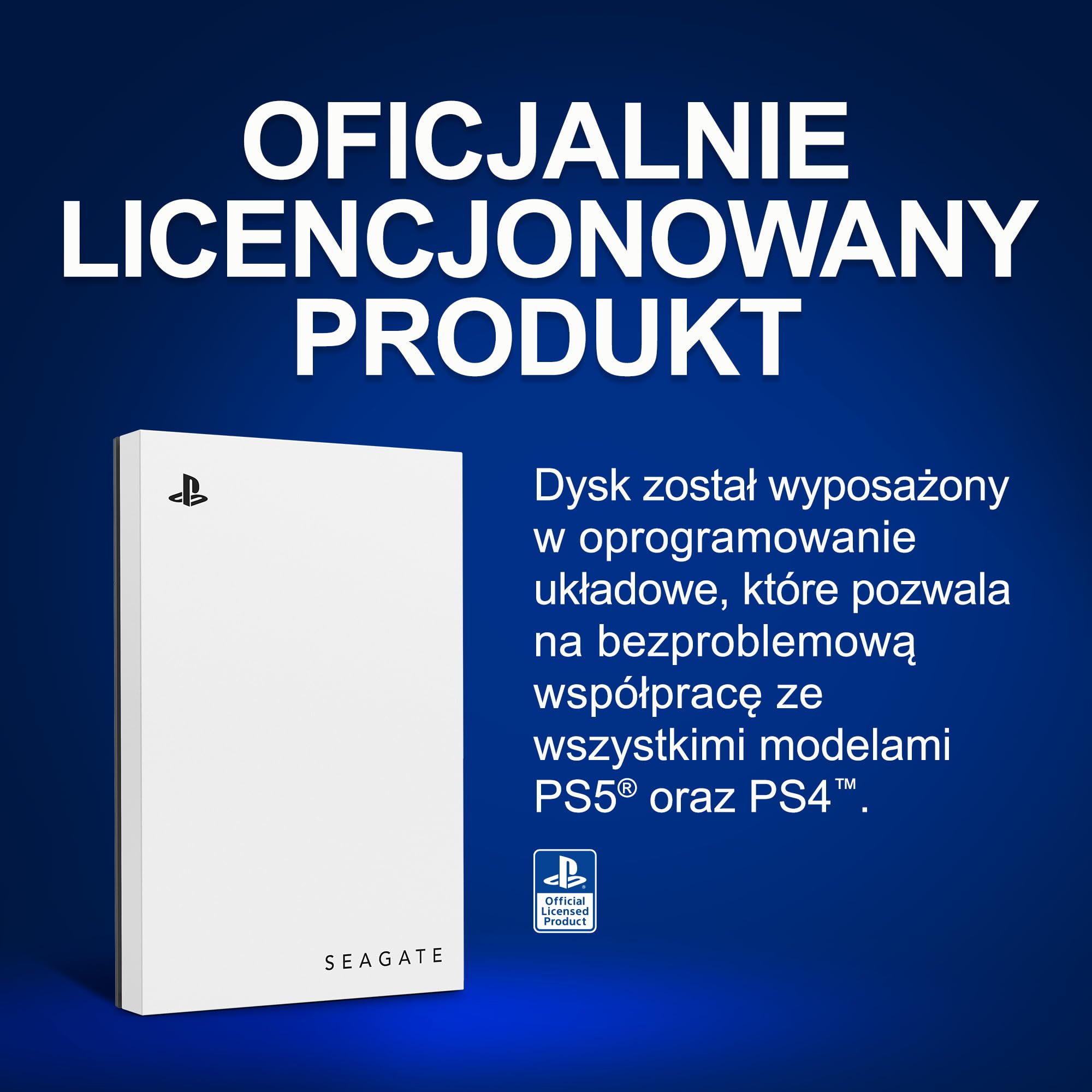Seagate Game Drive for PS5, 2 TB, Zewnętrzny dysk HDD, USB 3.0, oficjalnie licencjonowany, niebieskie podświetlenie LED (STLV2000201)