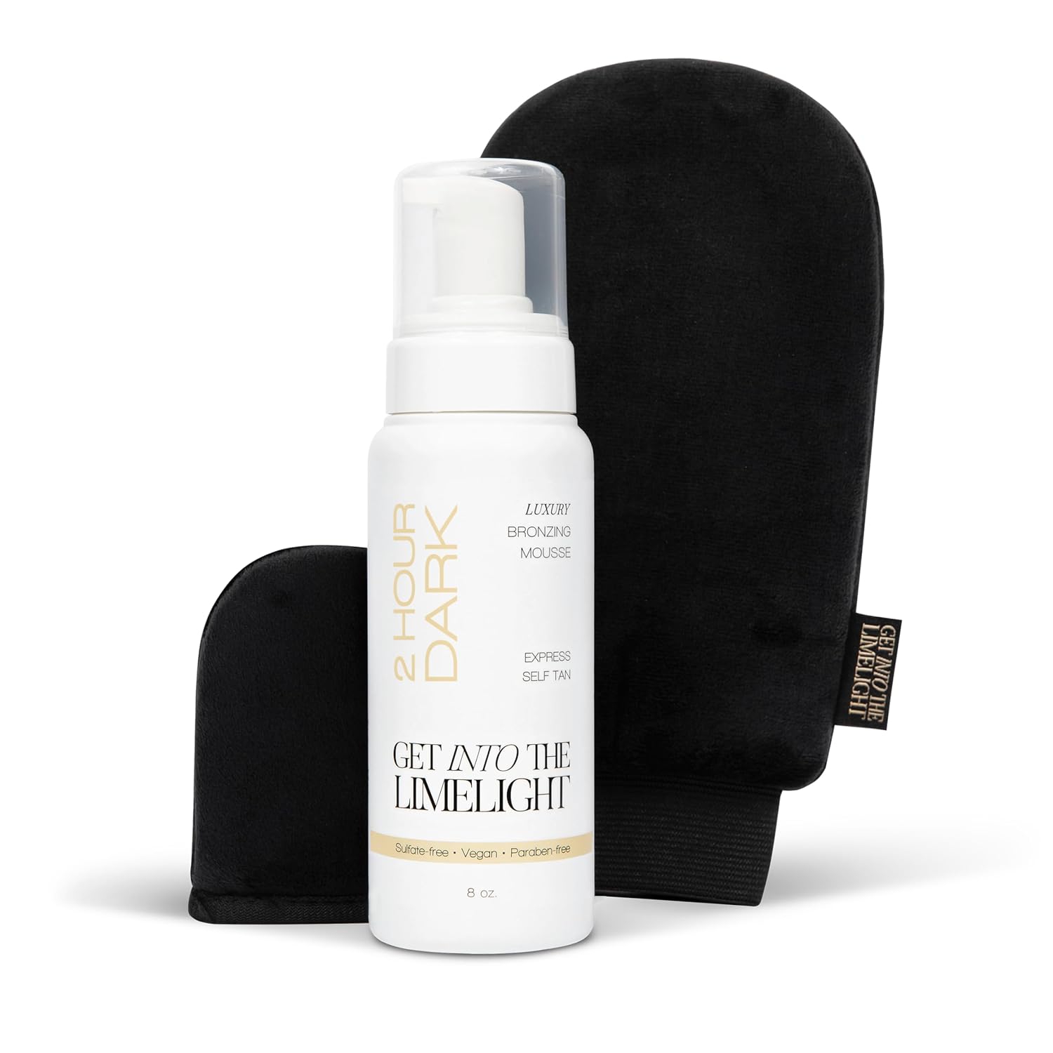 Get Into The Limelight 2 Hour Express, Dark Starter Kit with Self Tanning Mousse Plus Body and Face Applicator Mitts, Rinse in 2 Hours